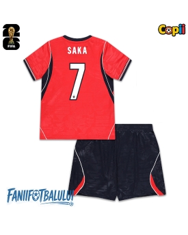 Anglia Bukayo Saka #7 Echipament de Fotbal Replică Mondial 2026 Copii Deplasare (+ Șorturi)